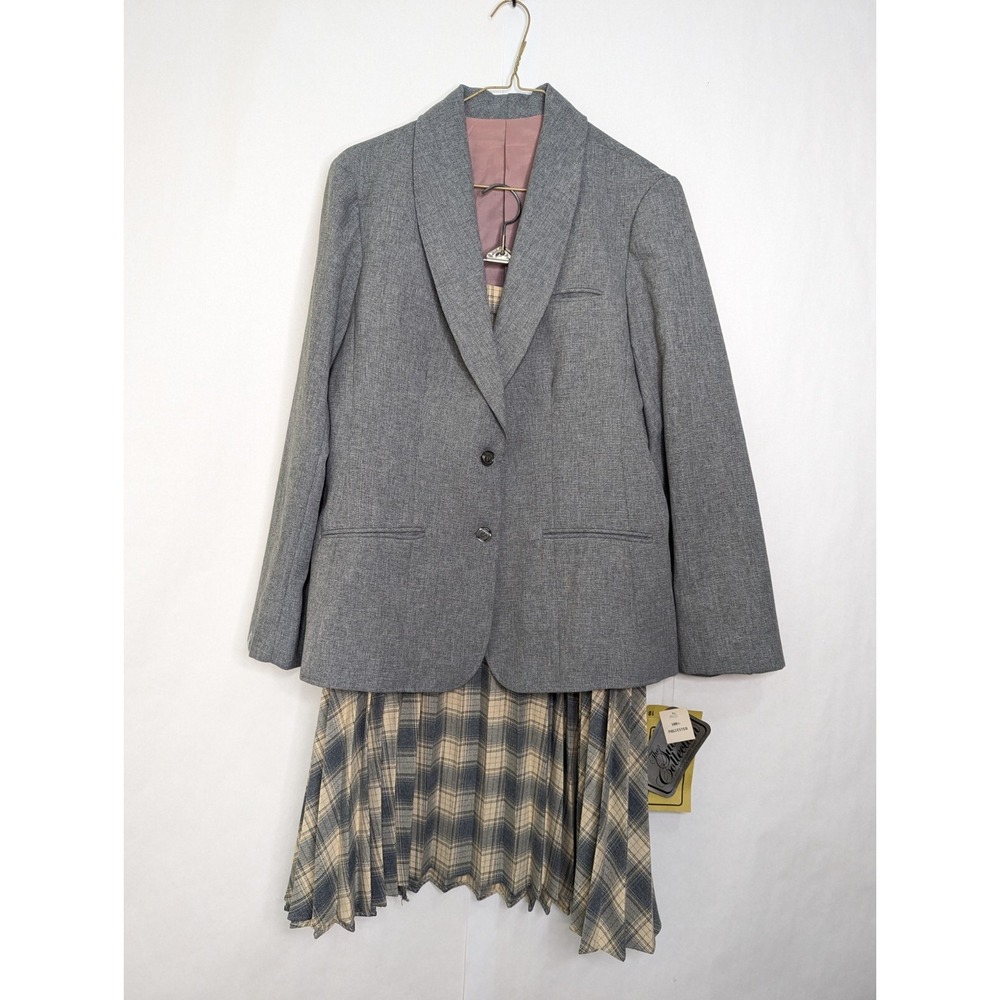 Montgomery Ward Skirt Suit Vtg 70's Plaid Skirt & Blazer NWT Villagio sport M/L